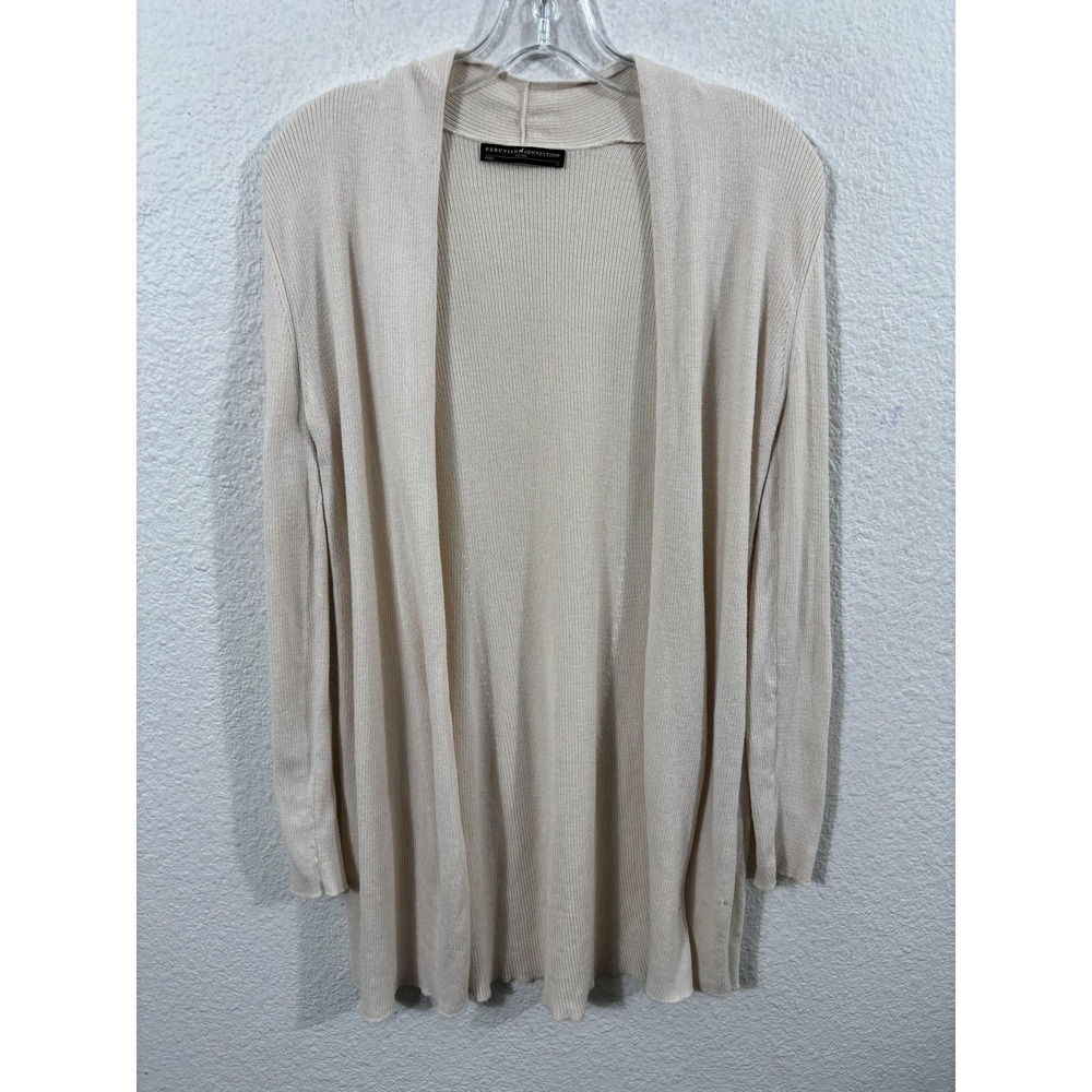Peruvian Connection Cardigan Sweater Womens Small White Pima‎ Cotton Silk